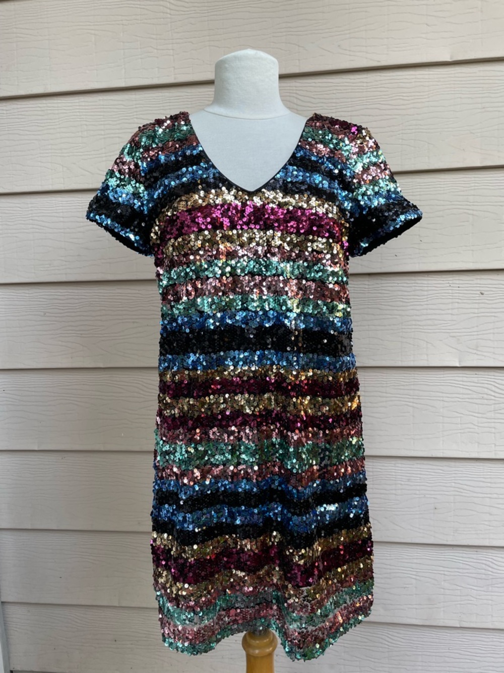 ECI Multicolor Sequin Mini Dress - Pink, Blue, Green, Gold, Black
